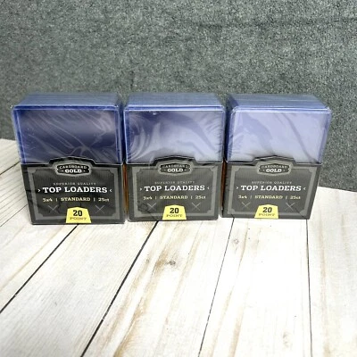 Cardboard Gold Premium Plastic 20 Point Top Loaders 25 Count Sleeves NEW 3 Packs - Image 1 of 3