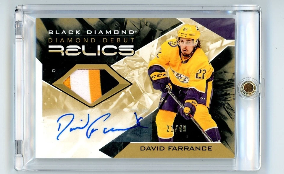 David Farrance 2022 UD Black Diamond Debut Relic Autograph 21/49 - Image 1 of 4