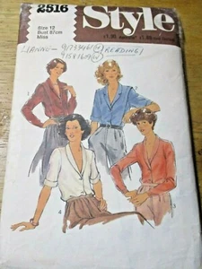 Style Sewing Pattern No. 2516 Ladies blouse size 12 - Picture 1 of 4