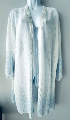 Oscar De La Renta Rosa Etiqueta Vestido de Noche Bata Azul Transparente Manga Larga M/L Foto 1 de 4