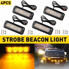 4X Amber LED Strobe Light Bar Flashing Warning Car Truck SUV Hazard Beacon Lamp