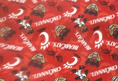 Cincinnati Bearcats Cotton Fabric LIcensed Red Print .75 Y #13 - Image 1 of 4