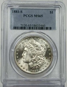 1881 S Morgan Silver Dollar US Coin - PCGS MS 65 - (Chipped Slab) - Picture 1 of 6