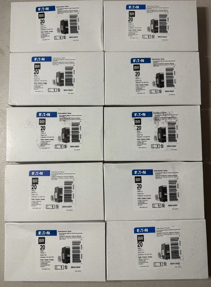 10 件 Eaton BRN120DF 20A 双功能断路器 — 第 1/1 张图片