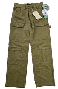 LOVEGEN Khaki Multi Pocket Cargo Pants Junior 3/27 Straight Soft Tencel Elastic - Picture 1 of 11