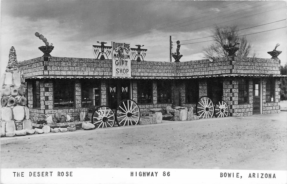 Postcard RPPC 1950s Arizona Bowie Desert Rose Gift Shop Highway 86 AZ24-2127 - Image 1 of 2