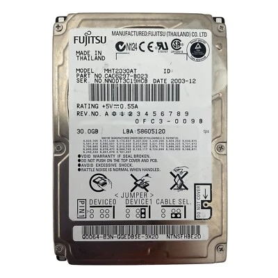 Fujitsu MHT2030AT CA06297-B023 30GB 4200U/min 2MB Cache IDE ATA 2.5" Hard Drive - Image 1 of 4