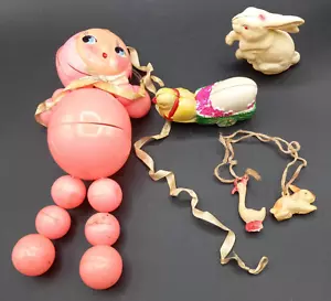 Antiguo Celuloide Años 20 Juguetes para Niños Pollito de Pascua Conejos Ganso Muñeca LH3 - Imagen 1 de 12