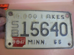 Vintage 1966 Minnesota Scooter Motorbike License Plate - Picture 1 of 3