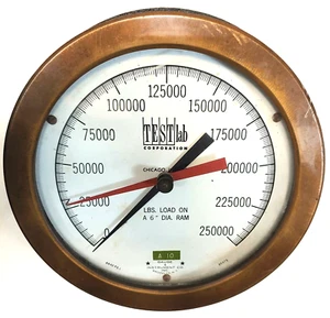 Vintage Acme 10" High Pressure / Force Gauge Brass + Cast Iron 8842 PSI USA Nice - Picture 1 of 6