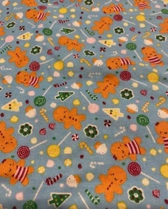 Gingerbreadman Holiday Flannel quilt home decor print fabric -one yard piece - Picture 1 of 3