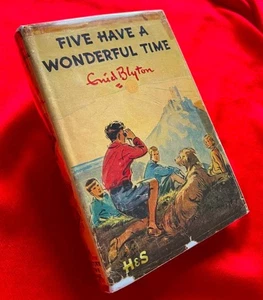 ENID BLYTON FAMOUS FIVE HAVE A WONDERFUL TIME VINTAGE HB WITH DW DJ 1956 1ST/4TH - Imagen 1 de 6