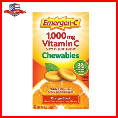 Suplemento dietético Emergen-C vitamina C mastigável sabor explosão laranja 40 unidades - Imagem 1 de 4