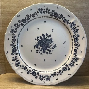 Table Mates Bouquet Dinner Plate 779 Malaysia  Blue Rose Scallop Stoneware - Picture 1 of 8