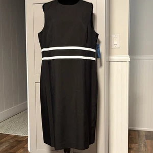 New Black Label Evan Picone Women Black Sheath Sleeveless Midi Dress Size 18 NWT - Picture 1 of 15