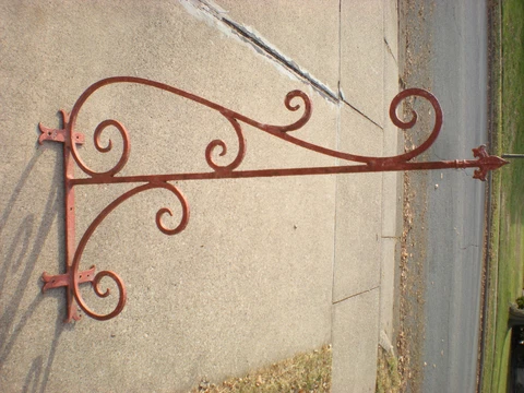 SALE Large 55" 1850s Antique Wrought Iron Sign Bracket Cream City Brick Milwauke Cover