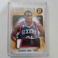2013-14 Gold Standard White Gold Threads Black Thaddeus Young Prime Relic 1/1