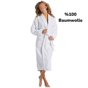 Bademantel Saunamantel mit SCHALKRAGEN UNISEX Morgenmantel 100% Baumwolle  S-XXL - Bild 1 von 1