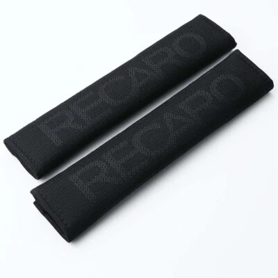 1 Pair Recaro Universal Black Hyper Fabric Car Seat Belt Cover Shoulder Pads