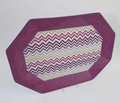 Декоративное сервировочное блюдо MISSONI Италия фиолетовый шеврон керамика 16 дюймов - Изображение 1 из 4