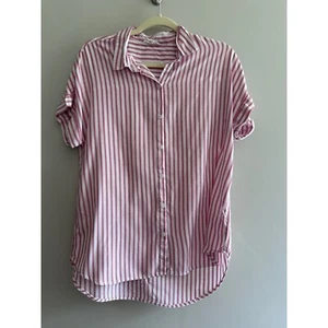 Camisa túnica manga corta BeachLunchLounge a rayas con botones pequeña - Imagen 1 de 5