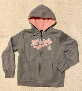 NC State Wolfpack Gray Pink Hoodie Girls XL Sweatshirt North Carolina 16/18 - Picture 1 of 3