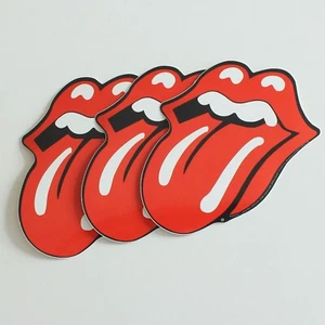 3 x Rolling Stones Tongue Logo New & Official Vinyl Stickers 80mm x 70mm - Picture 1 of 1