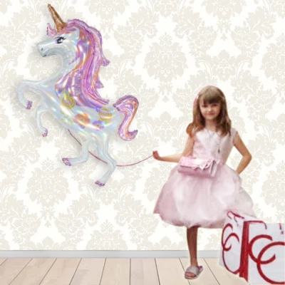 47" GIANT: LASER STANDING UNICORN PEGASUS FOIL BALLOON,BIRTHDAY PARTY DECORATION - Image 1 of 4
