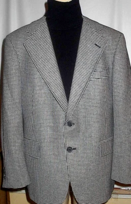 Hart Schaffner Marx Wool Blazer Black White Check CN Vicary Ohio 44" Chest 28"L - Image 1 of 4