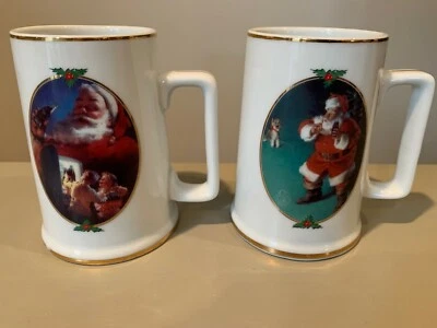 Lote de 2 tazas de Navidad vintage de Coca Cola 1996 edición coleccionista de Papá Noel adornos dorados Foto 1 de 4