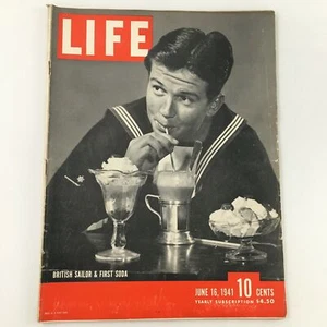 VTG Life Magazine June 16 1941 Photo of a British Sailor and 1st Soda, Newsstand - Picture 1 of 1