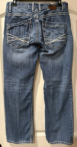 BKE Aiden Jeans Mens 30S Bootleg Blue Denim Stretch Cotton Blend 5 Pocket 30x28