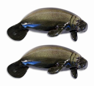 Hand Painted 6" Manatee Sea Cow Wall Mount Decor Sculpture (Set of 2) 45O - Picture 1 of 2