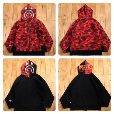 Reversible BAPE Tiburón Cremallera Completa Sudadera con Capucha Rojo Camuflaje A Mono de Baño Talla L Foto 1 de 4