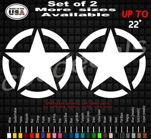  Set of 2 - Army Star Weatherproof Vinyl Decal Sticker - Picture 1 of 2