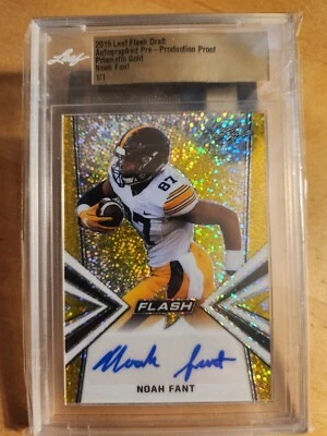 Noah Fant 2019 Leaf Flash Draft Auto 1/1 1 of 1 RC Prismatic Gold Proof Iowa - Image 1 of 2
