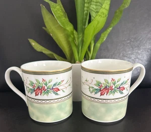 Fitz & Floyd Winter Holiday Porcelain Pair of Coffee/Tea/Cocoa Cup/Mugs - Picture 1 of 6