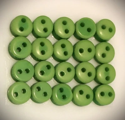  1/4" Tiny Round Two Hole Green Buttons (8 Colors Available) 6mm - Image 1 of 2