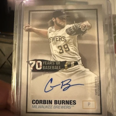 2021 Topps - 70 Years of Baseball Autographs Corbin Burnes #70YA-CB (AU) - Image 1 of 2