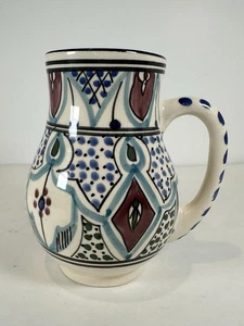 Le Souk Ceramique Malika Stoneware Mug Cup Hand Painted Tunisia 16 Oz - Picture 1 of 6