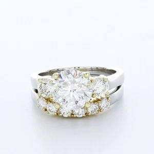 7.46ct E-SI2 Round Natural Diamonds Plat Classic Ring with Wedding Band - Picture 1 of 3