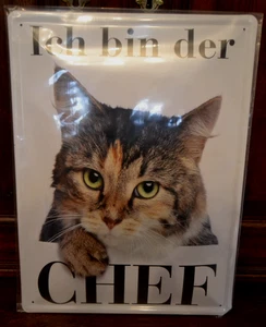 Blechschild 30 x 40 cm Blechwaren Fabrik Braunschweig " Ich bin der CHEF  " - Picture 1 of 3