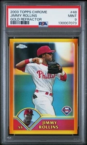 PSA 9 2003 TOPPS CHROME 48 JIMMY ROLLINS GOLD REFRACTOR - Picture 1 of 2