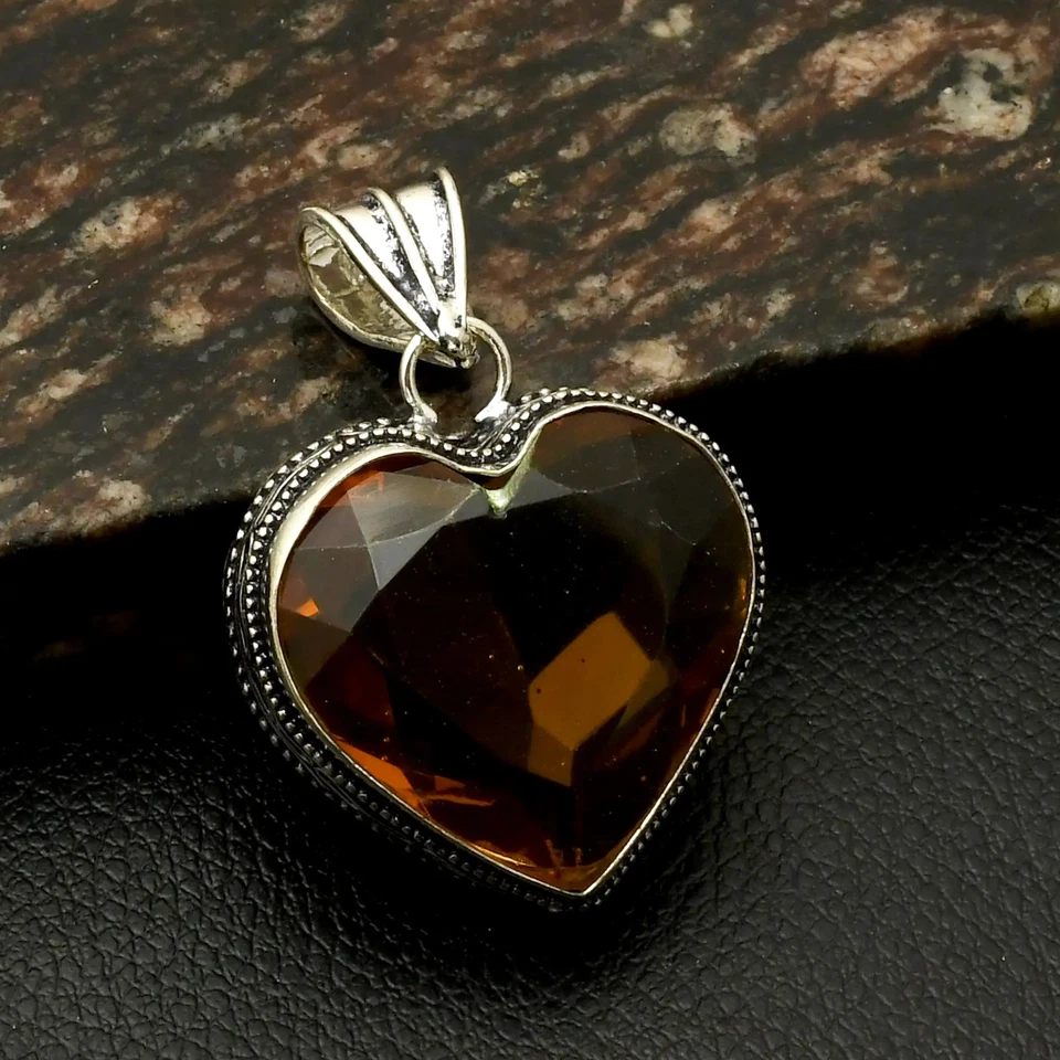 Colgante de piedras preciosas de citrino miel hecho a mano diseño antiguo joyería 1,8" AP-41272 Foto 1 de 1