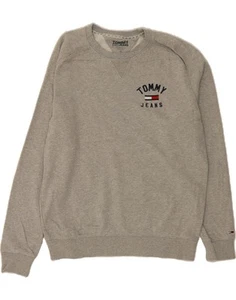 TOMMY HILFIGER Mens Sweatshirt Jumper Large Grey Cotton DA17 - Picture 1 of 4