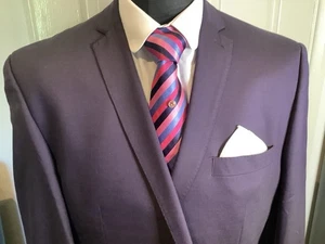 Men’s Two Piece Plum Suit By Ben Sherman 46 Reg Wool Mix - Picture 1 of 19