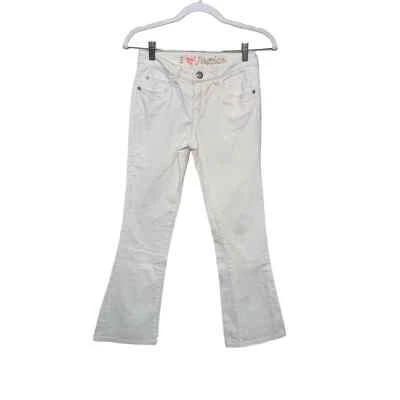 Pantalones de mezclilla de pana Justice Bootcut tiro bajo mezcla de algodón elásticos blancos 12 R para niñas Foto 1 de 4