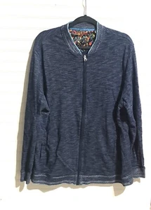 Robert Graham Heather blu full zip cotone manica patch maglione giacca uomo 3XL - Foto 1 di 13