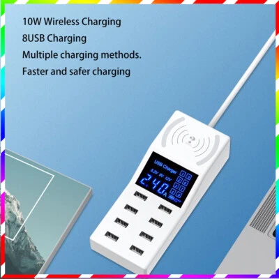 Smart USB Multi-port charger + 8USB + Wireless + non-slip pad charging security - Image 1 of 4