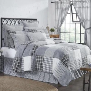Sawyer Mill Black Patchwork King Quilt. VHC Brands. Black, White - Picture 1 of 2